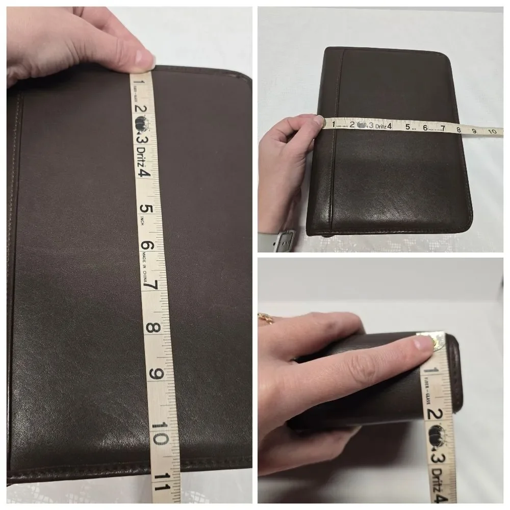 Franklin Covey Brown Genuine Leather Planner 7 Ring Binder